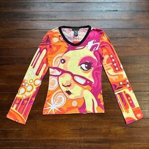 2000s CUSTO BARCELONA HAYES colorful graphic long sleeve tee